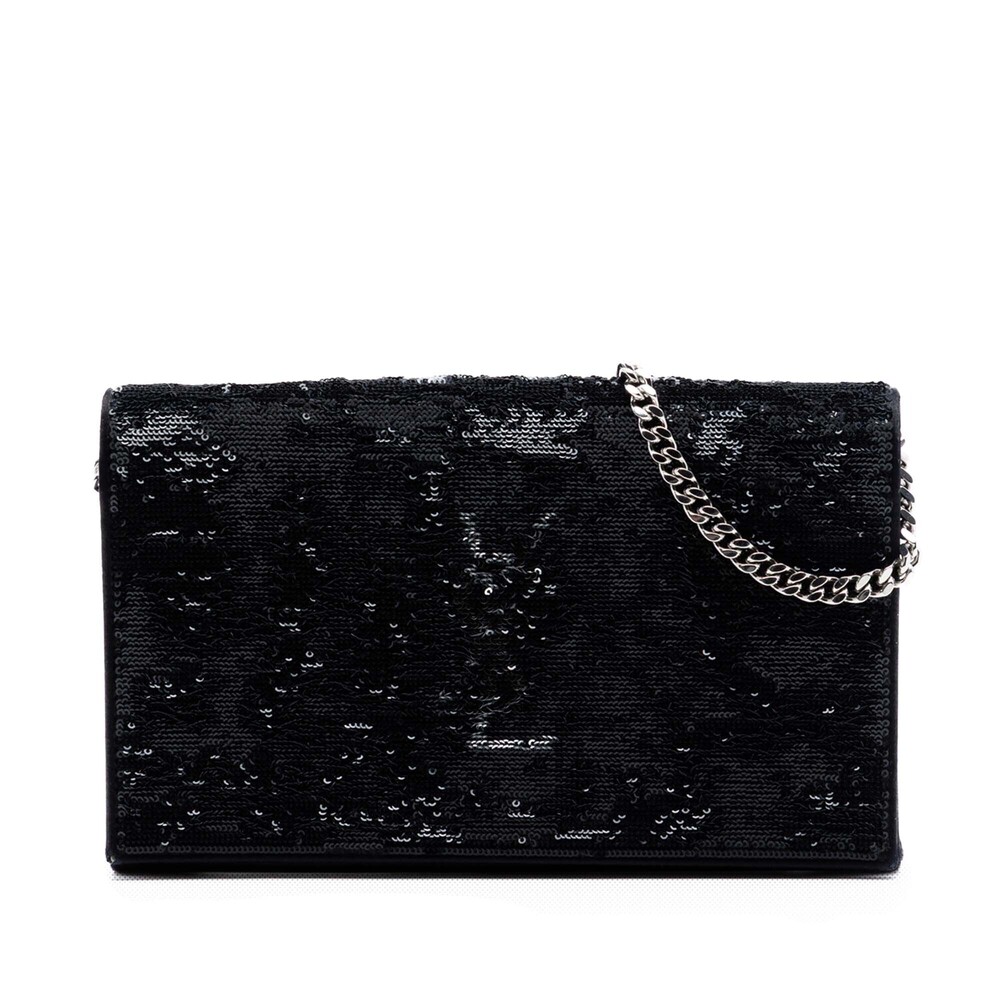 Pre-Loved Saint Laurent Sequin Monogram Kate Wallet on Chain - Picture 1 of 7